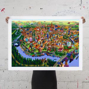 Pančevo - print na platnu 70x100 cm - Uzbudljivi gradovi, Vuk Vučković